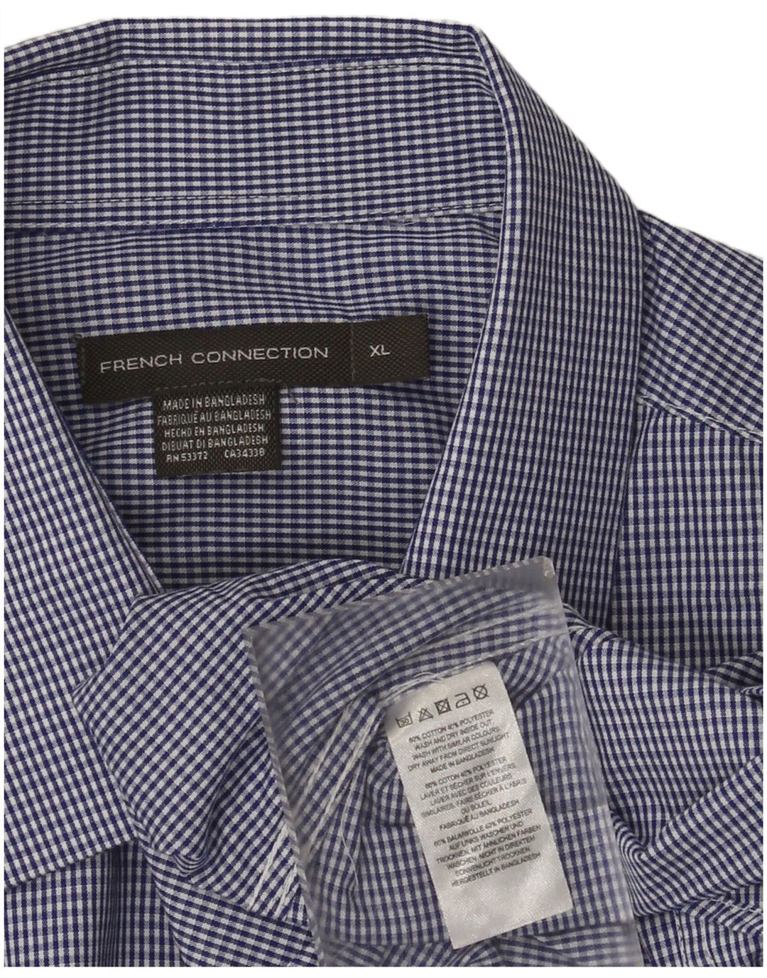 Ανδρικό πουκάμισο French Connection XL Blue Gingham Cotton