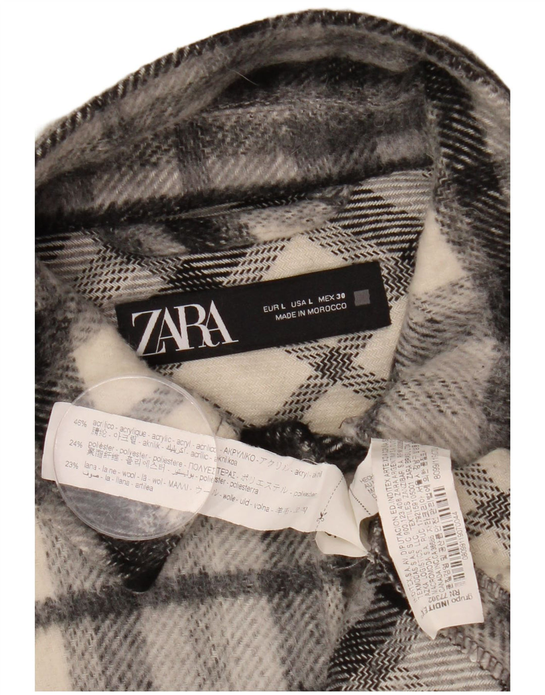 ZARA Γυναικείο Oversized Oversized Πουκάμισο Flannel UK 16 Large Black καρό