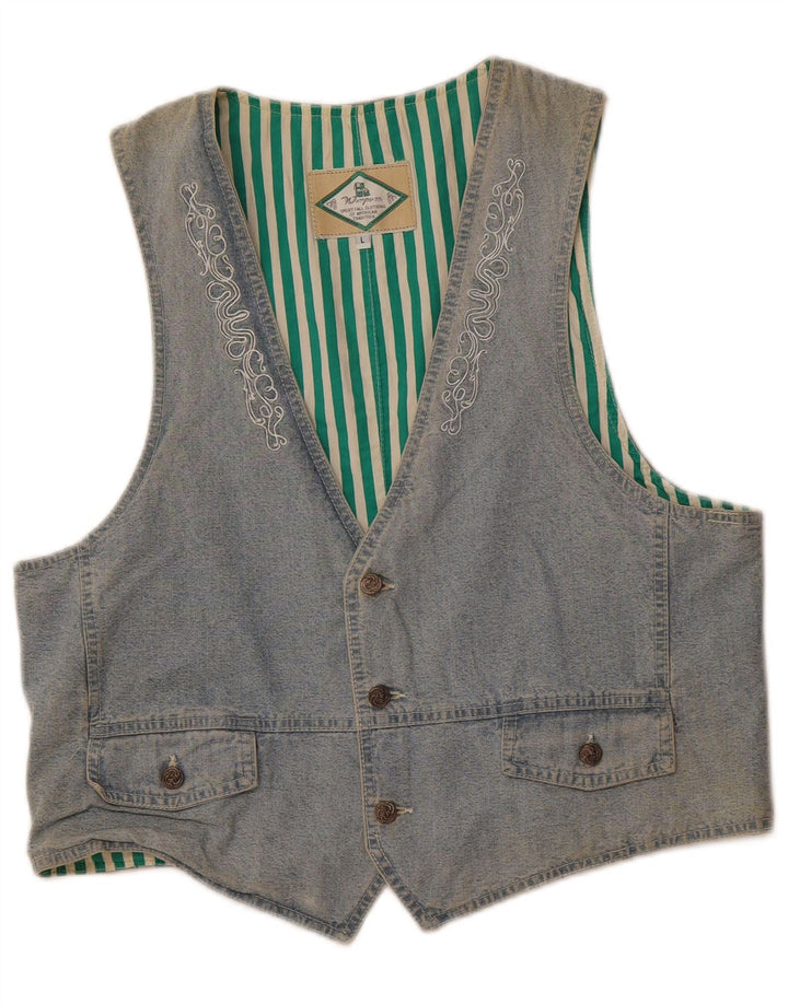 WAMPUM Γυναικείο Γιλέκο UK 16 Μεγάλο Μπλε Βαμβακερό