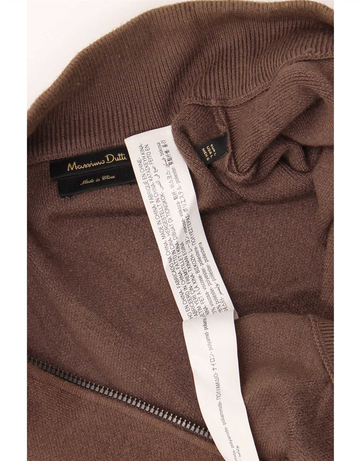 Ανδρικό πουλόβερ ζακέτα Massimo Dutti σε μεγάλο καφέ βισκόζη