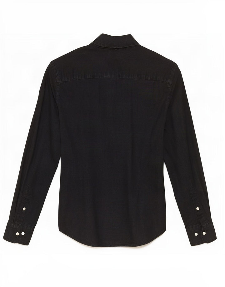 Ανδρικό πουκάμισο Tommy Hilfiger Slim Fit, μεσαίο μαύρο βαμβακερό Classic
