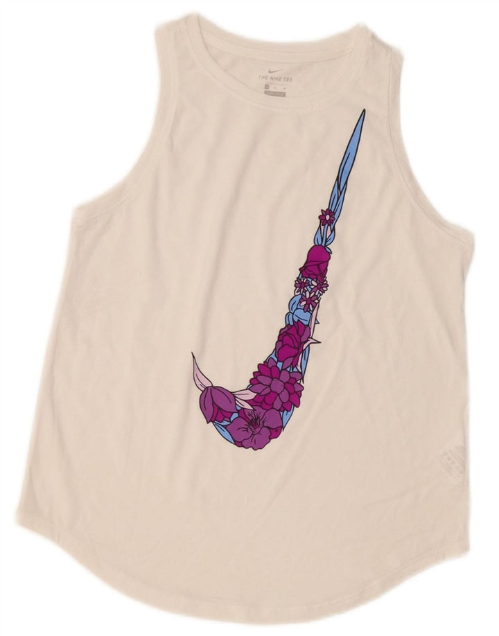 Γραφικό γιλέκο NIKE Girls Dri Fit 13-14 ετών XL Λευκός πολυεστέρας