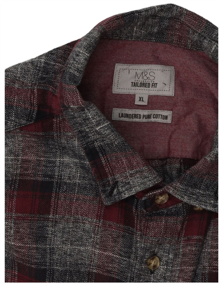 Marks & Spencer Ανδρικό φανελένιο πουκάμισο XL γκρι βαμβακερό σε εφαρμογή
