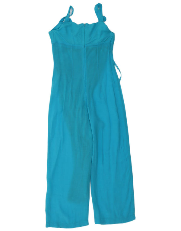 Vintage γυναικεία αμάνικη ολόσωμη φόρμα UK 12 Medium Blue Λινά