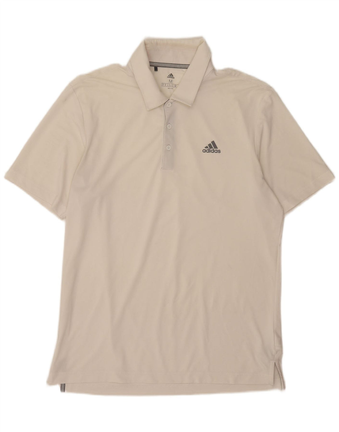 Ανδρικό πουκάμισο Adidas Polo από μεσαίο λευκό πολυεστέρα