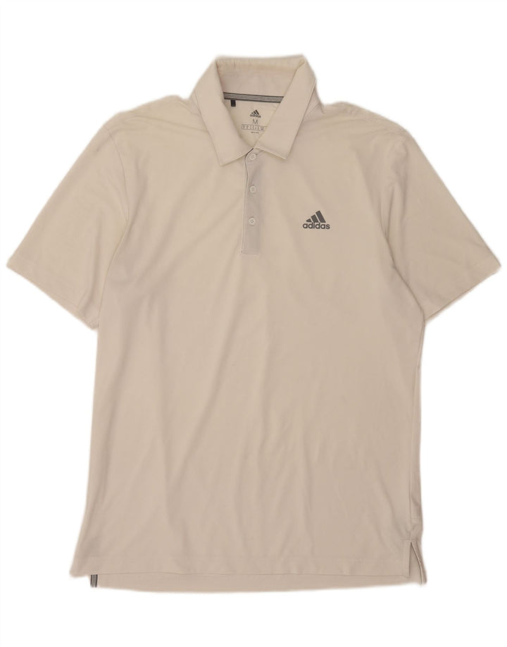 Ανδρικό πουκάμισο Adidas Polo από μεσαίο λευκό πολυεστέρα