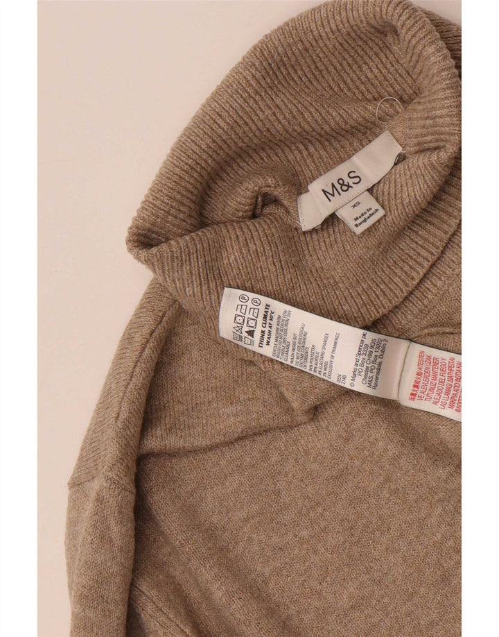 Marks & Spencer Γυναικείο πουλόβερ μεγάλου μεγέθους με ρολό λαιμόκοψη UK 6 XS Beige