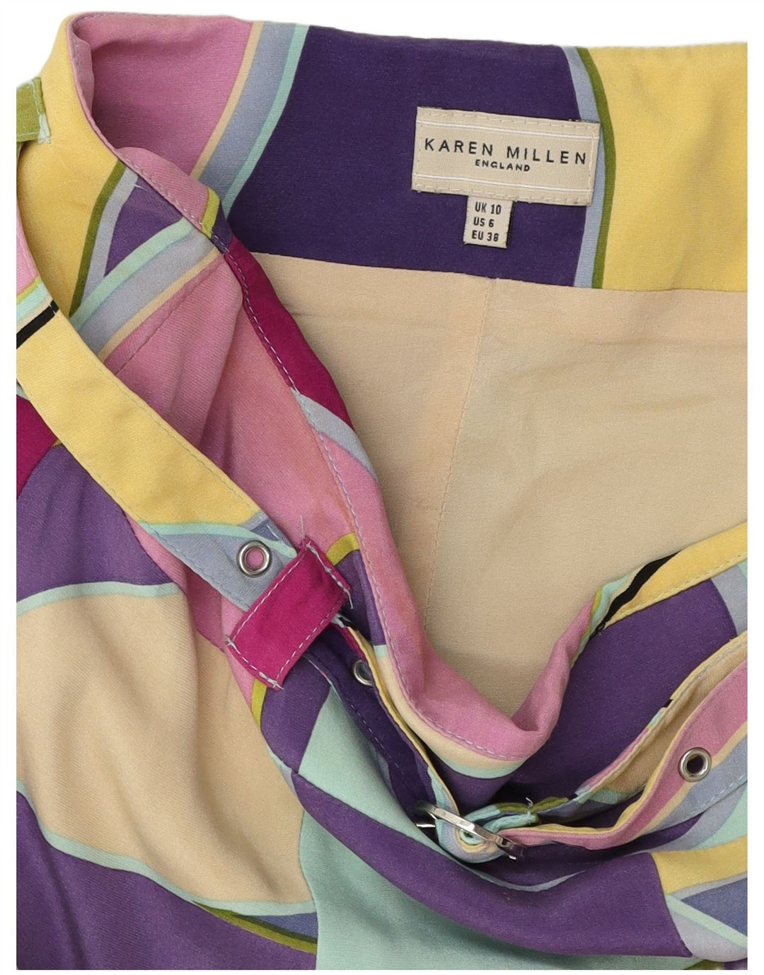 KAREN MILLEN Γυναικεία φούστα σε γραμμή Α UK 10 Small W30 πολύχρωμη γεωμετρική