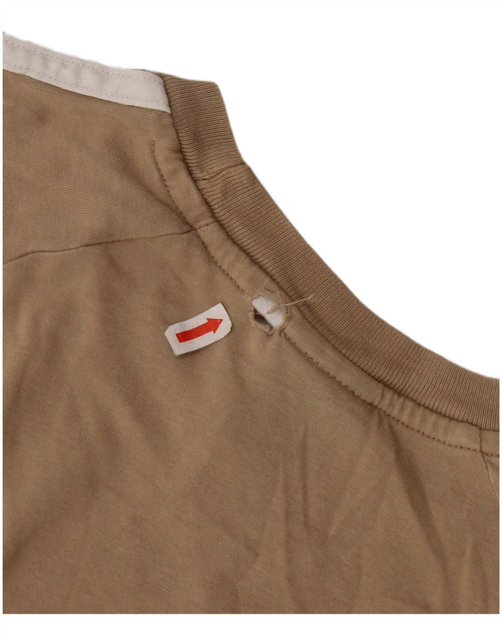 Γυναικείο T-Shirt ADIDAS Top UK 12 μεσαίο μπεζ βαμβακερό