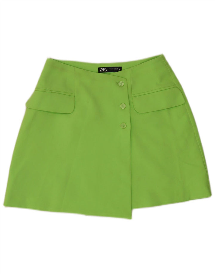 Zara Γυναικεία Ασύμμετρη Φούστα Μεσαία W28 Πράσινο Πολυεστέρας