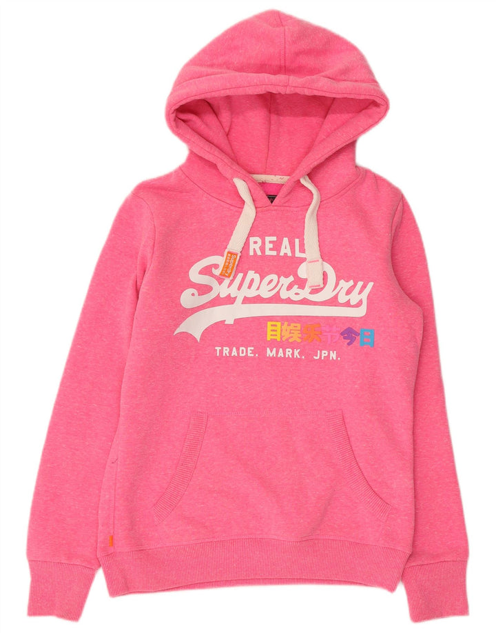 Superdry γυναικεία γραφικά κουκούλα UK 10 Small Pink Flecked Polyester