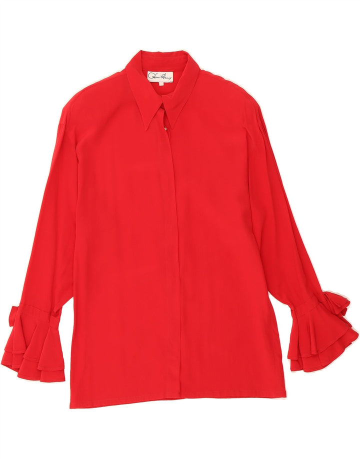 VINTAGE Womens Shirt Blouse UK 10 Small Red Vintage Vintage and Second-Hand Vintage from Messina Hembry 