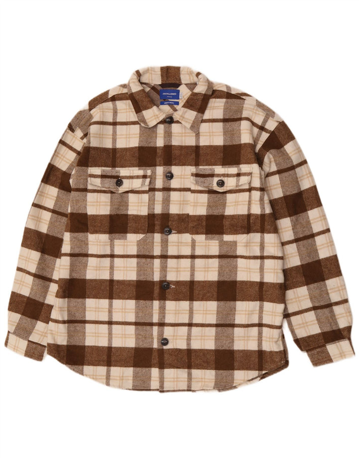 Jack & Jones Ανδρικό φανελένιο πουκάμισο XL καφέ τσοκ πολυεστέρα