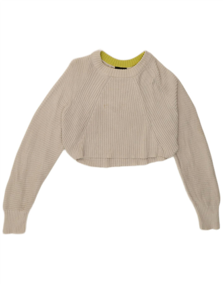 Γυναικείο πουλόβερ Topshop Crop Oversized Crew Neck Jumper UK 12 Medium White