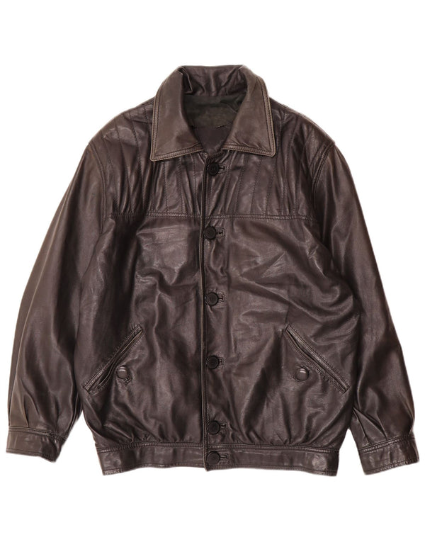 VINTAGE Ανδρικό Δερμάτινο Μπουφάν UK 40 Large Μαύρο Δερμάτινο