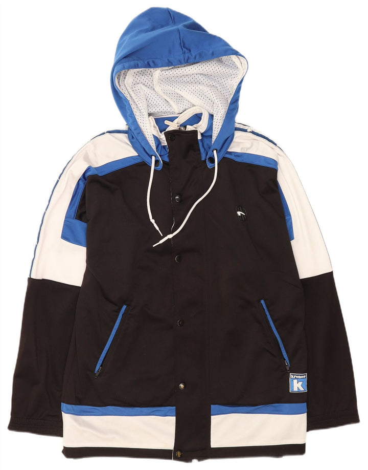 Ανδρική αθλητική φόρμα με κουκούλα Kronos Top Jacket μεσαίο μαύρο χρώμα, πολυεστέρας