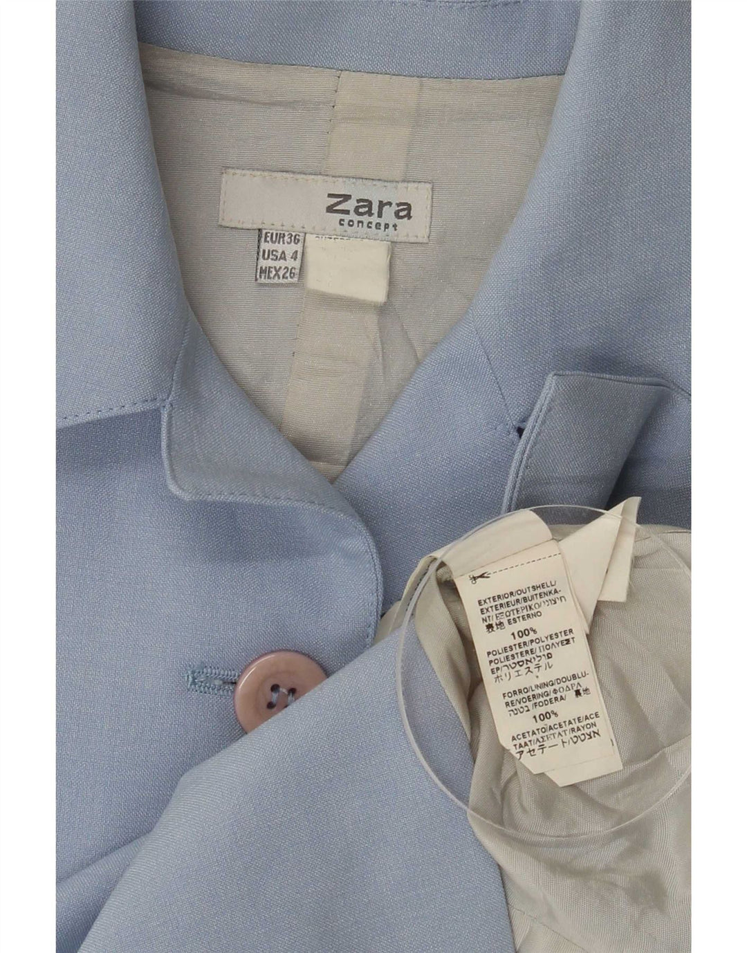 Zara Γυναικείο τζάκετ μπλέιζερ με 5 κουμπιά EU 36 XS Blue Polyester