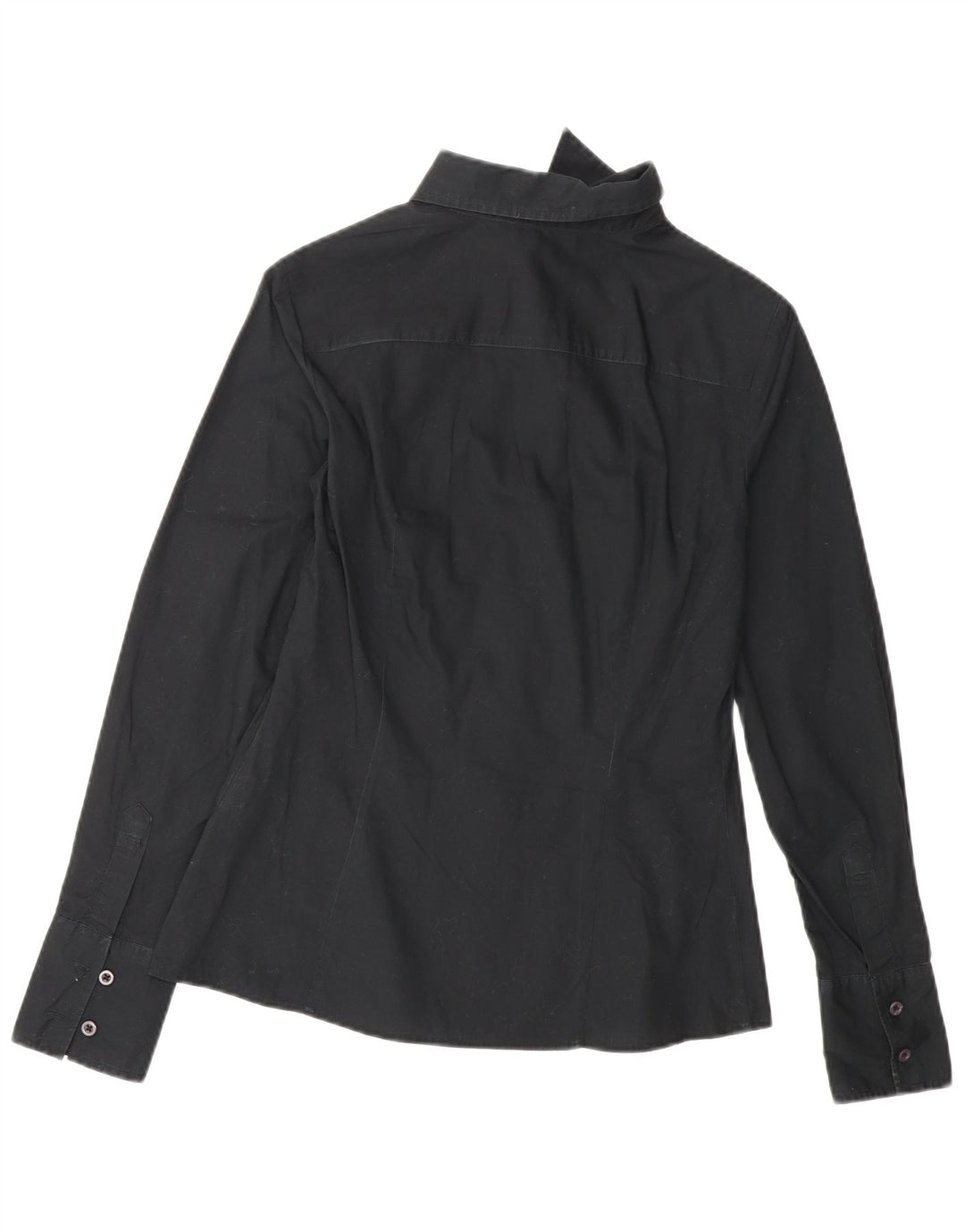 BENETTON Γυναικείο πουκάμισο UK 10 Small μαύρο βαμβακερό