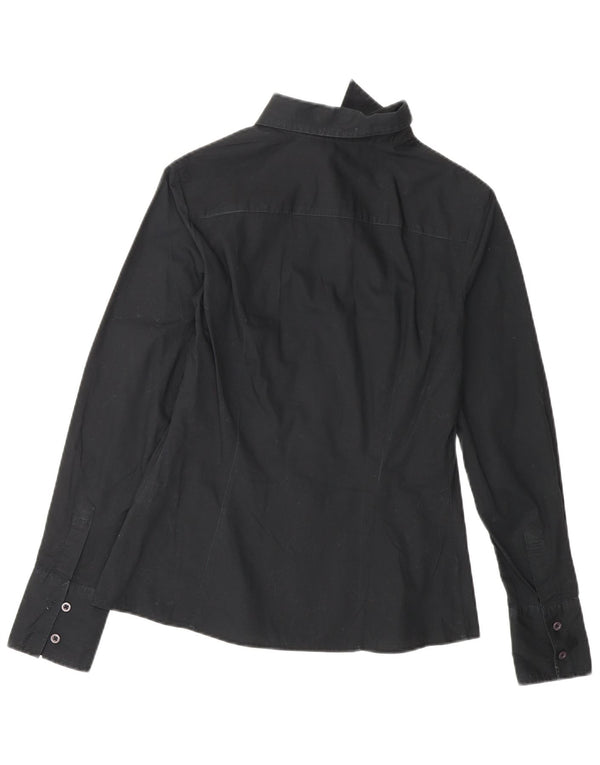 BENETTON Womens Shirt UK 10 Small Black Cotton