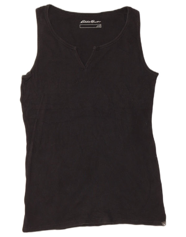 Eddie Bauer Womens Vest Top UK 12 Medium Black Cotton