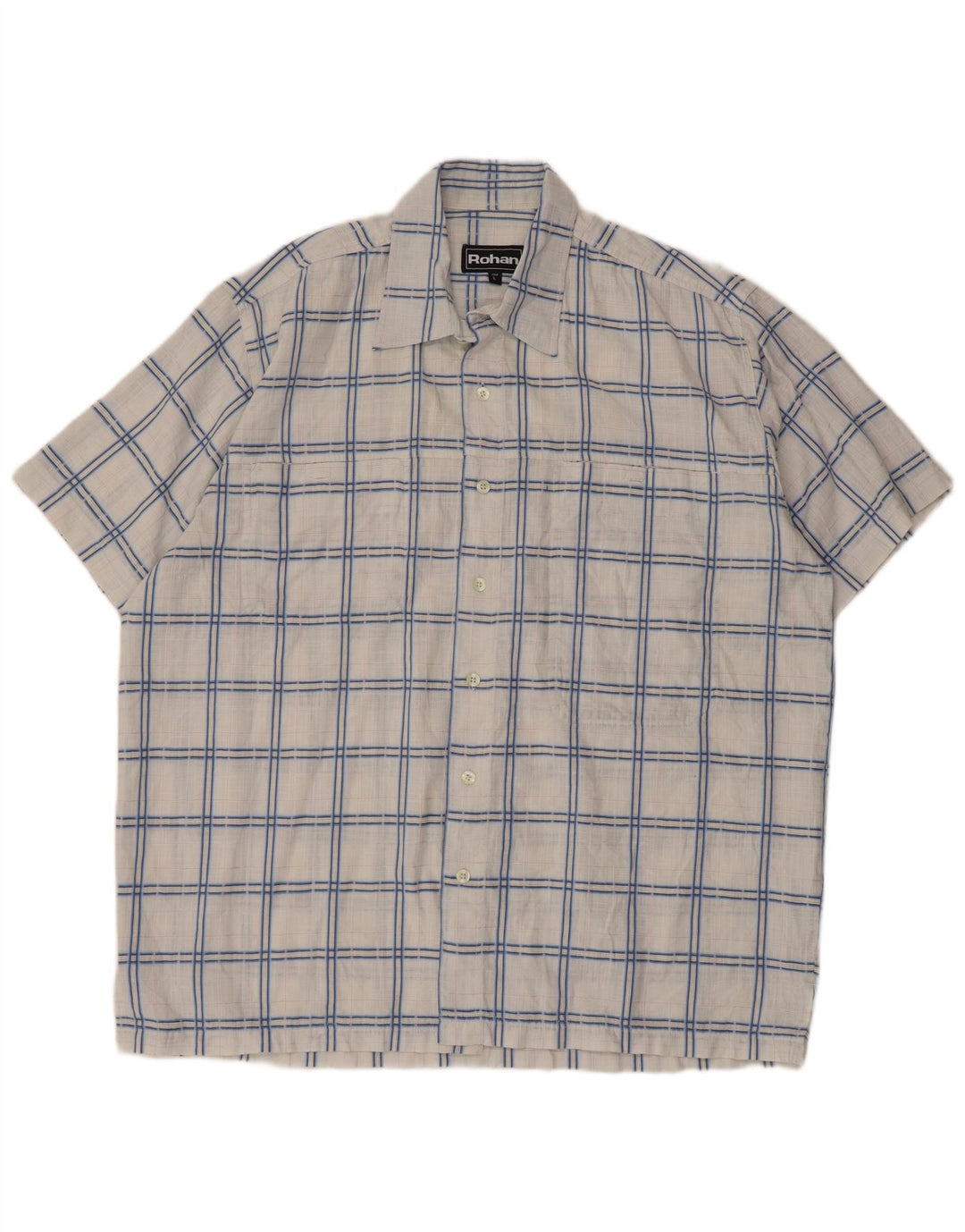 Ανδρικό πουκάμισο Rohan με κοντό μανίκι μεγάλο λευκό καρό πολυεστέρα