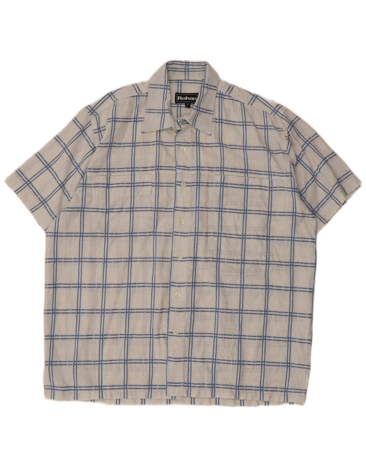 Ανδρικό πουκάμισο Rohan με κοντό μανίκι μεγάλο λευκό καρό πολυεστέρα
