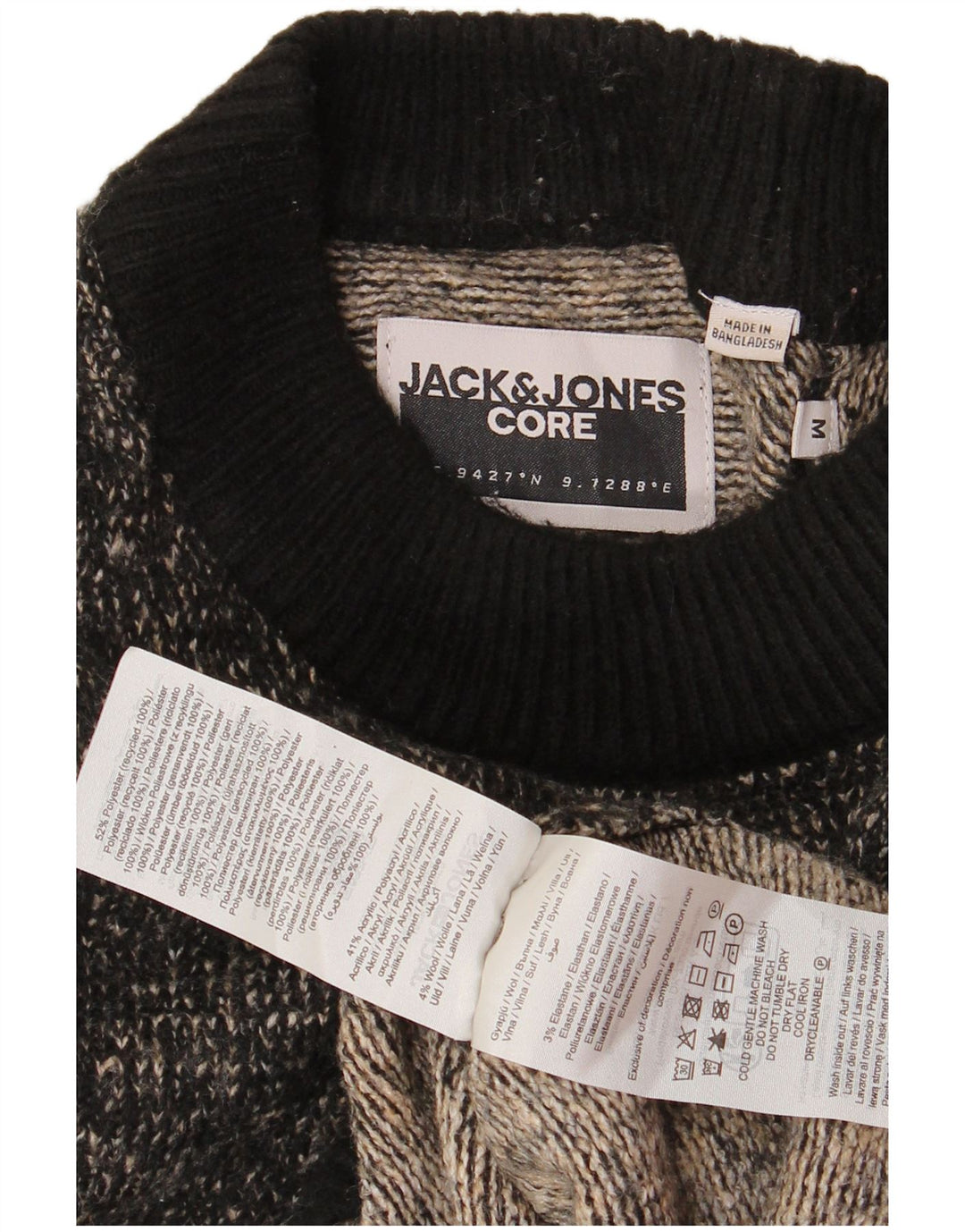 JACK & JONES Ανδρικό πουλόβερ με λαιμόκοψη μεσαίου μαύρου πολυεστέρα