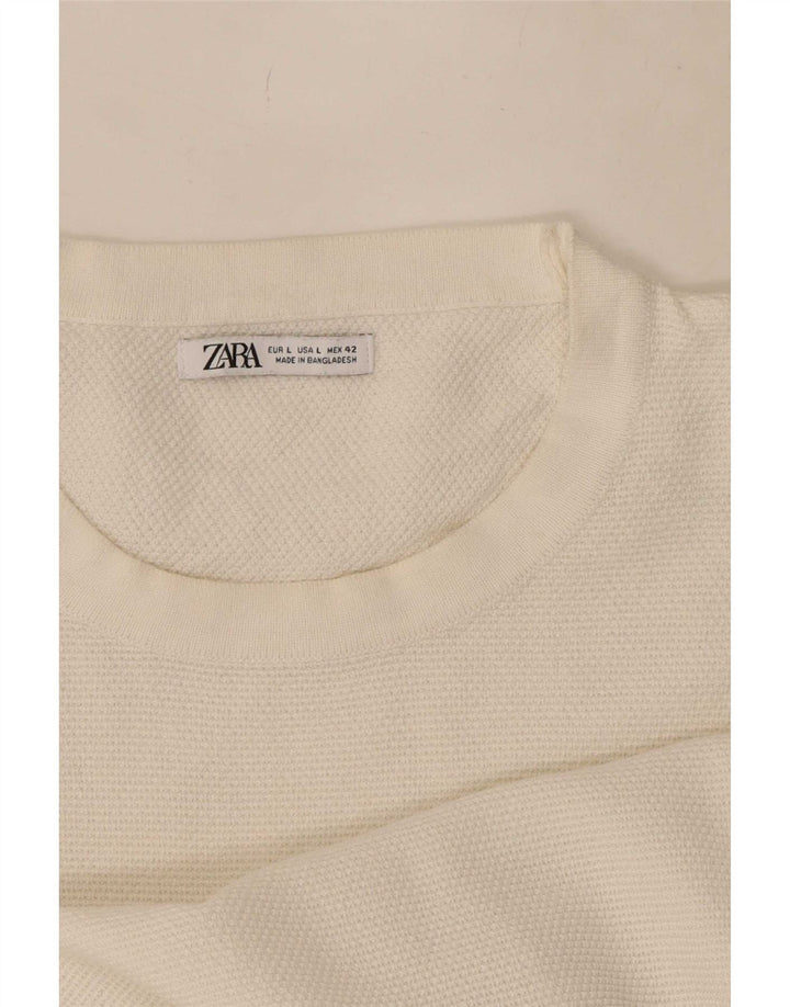 Ανδρικό T-Shirt Zara Top Large Λευκό