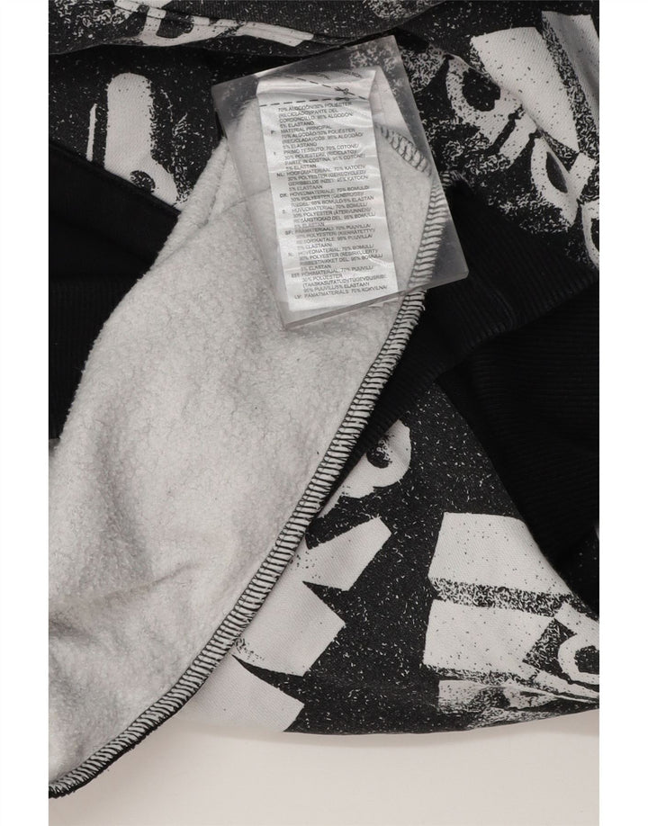 Ανδρικό γραφικό κουκούλα ADIDAS, μεγάλο μαύρο χρώμα, βαμβακερό