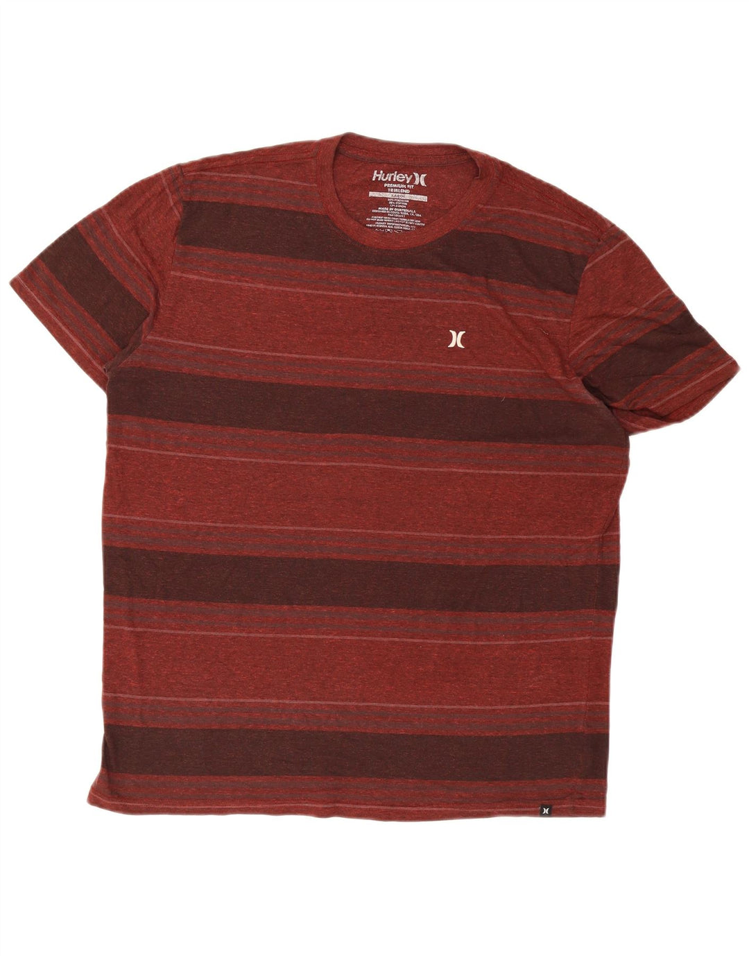Ανδρικό T-Shirt Premium Fit Hurley Top Large Maroon ριγέ πολυεστέρα