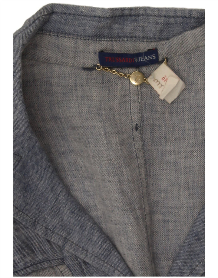 Trussardi Jeans Γυναικείο τζιν σακάκι με 3 κουμπιά UK 10 Small Blue