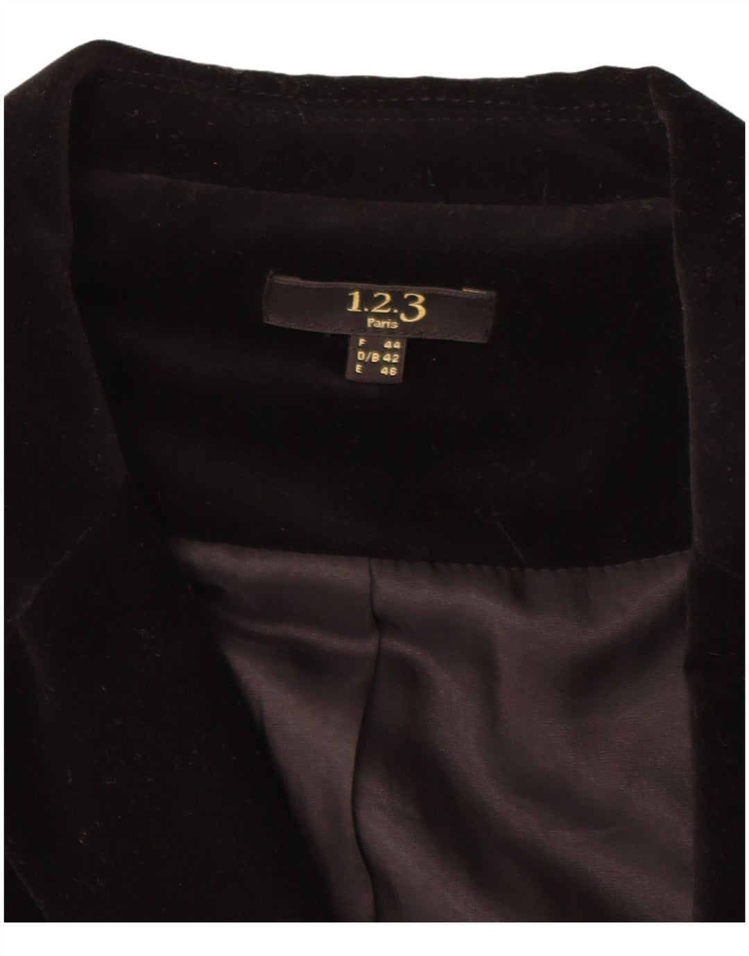 1.2.3 PARIS Γυναικείο βελούδινο τζάκετ μπλέιζερ EU 44 μεσαίο μαύρο βαμβακερό