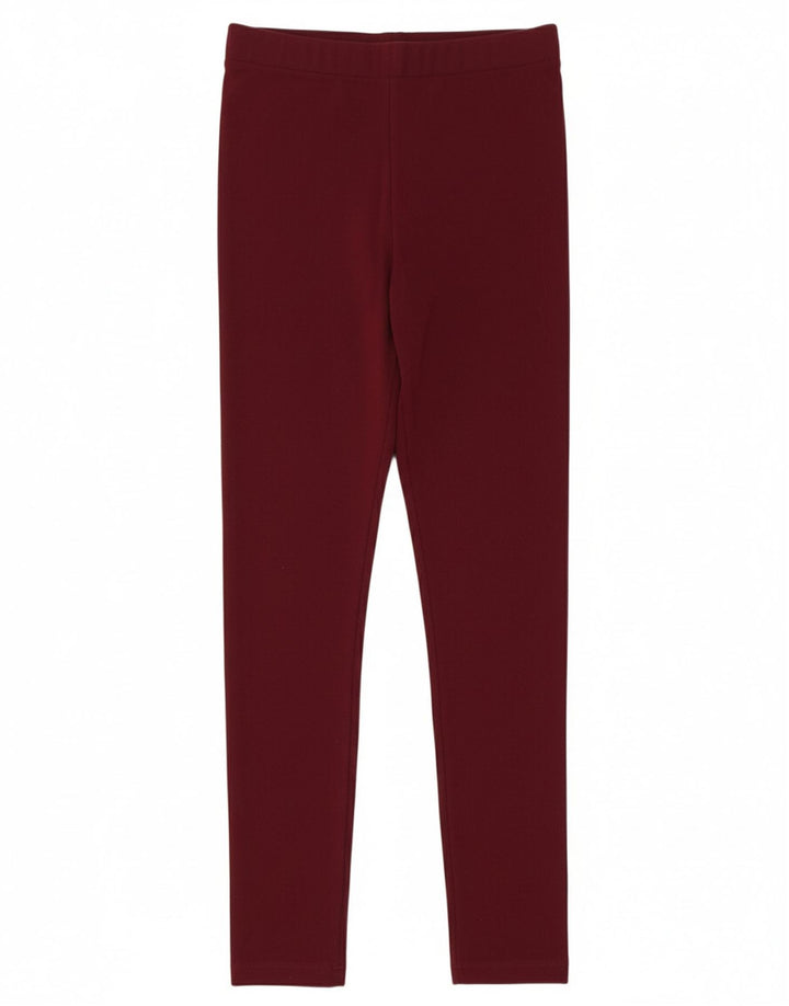 ADIDAS Womens Leggings UK 10 Small Burgundy Polyester