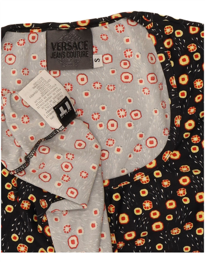 Γυναικείο T-Shirt Versace Top UK 8 Small Black Floral Polyamide
