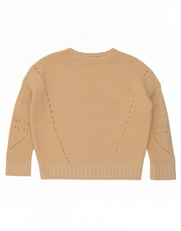 Anthropologie Womens Oversized V-Neck Jumper Sweater UK 10 Small Beige