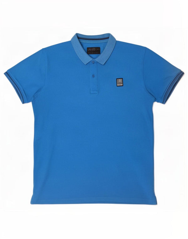 Liu Jo Mens Slim Fit Polo Shirt μεγάλο μπλε βαμβακερό