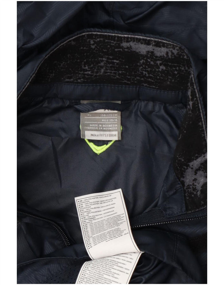 Μπουφάν βροχής με κουκούλα Nike Boys Barcelona 13-14 Years XL Navy Blue Polyester