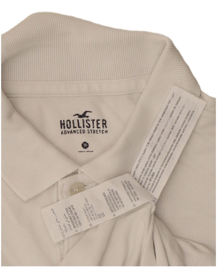 Ανδρικό μπλουζάκι πόλο Hollister, μεσαίο λευκό βαμβακερό