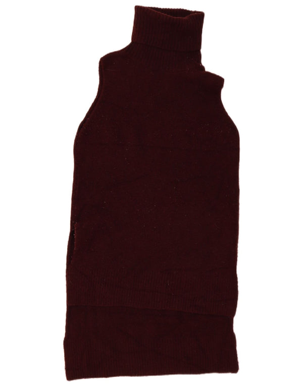 Zara Γυναικείο Αμάνικο Jumper Φόρεμα UK 14 Medium Burgundy Acrylic