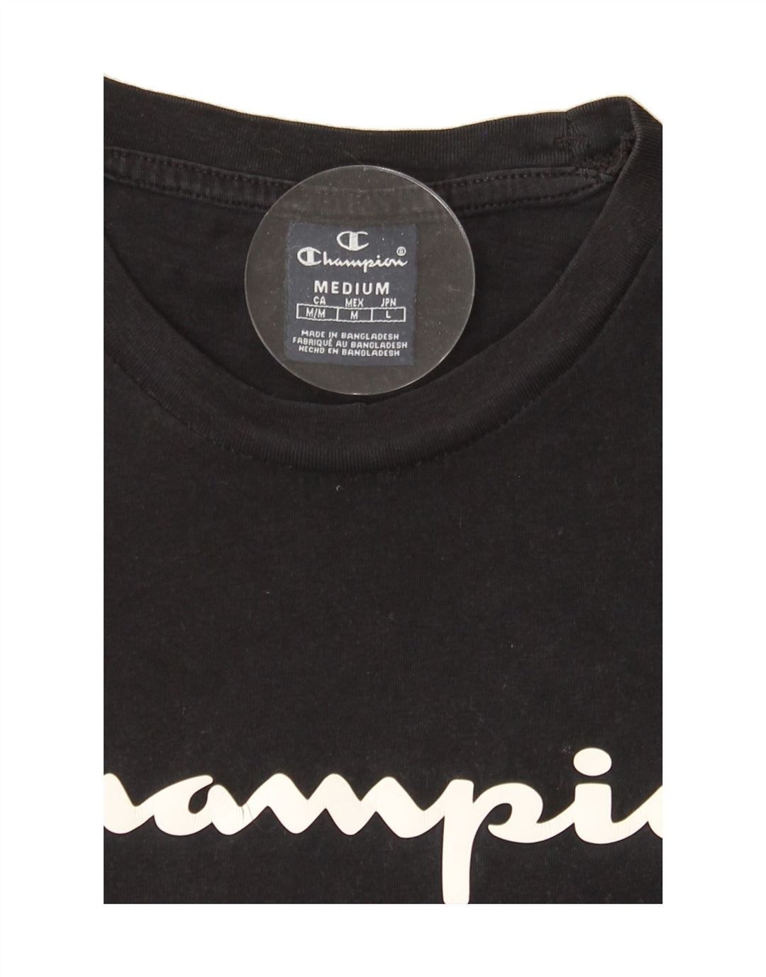CHAMPION Mens Graphic T-Shirt Top Medium Black Vintage Champion and Second-Hand Champion from Messina Hembry 