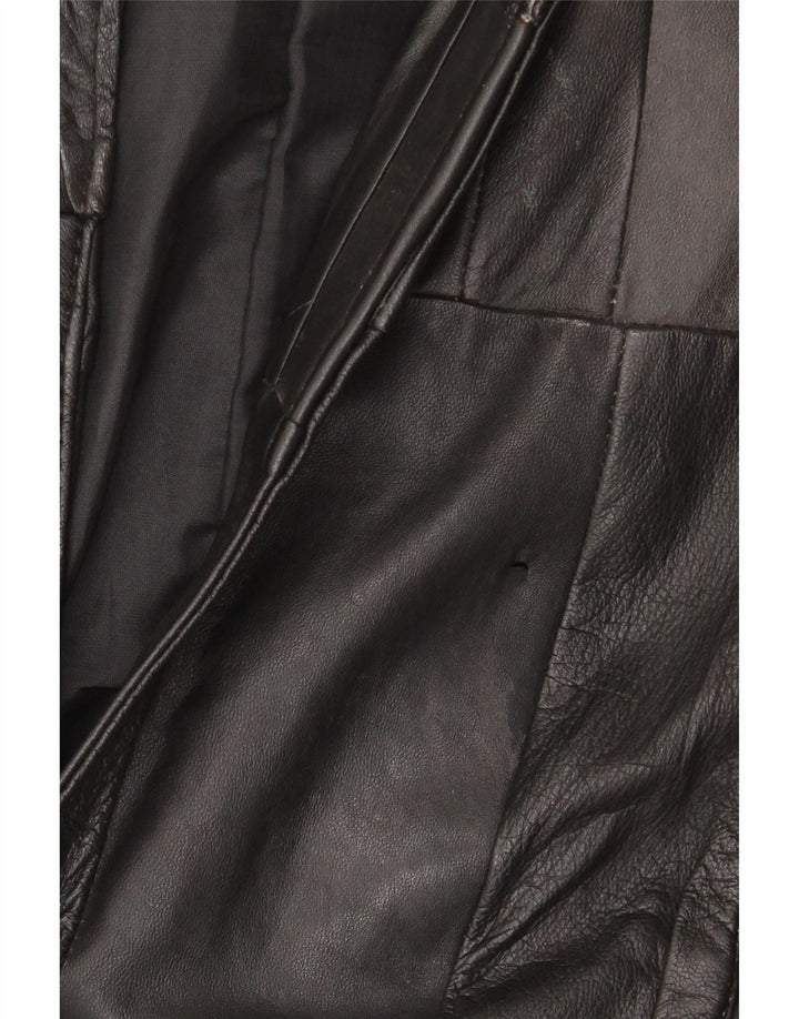 VINTAGE Ανδρικό Δερμάτινο Gilet UK 38 Medium Black Patchwork