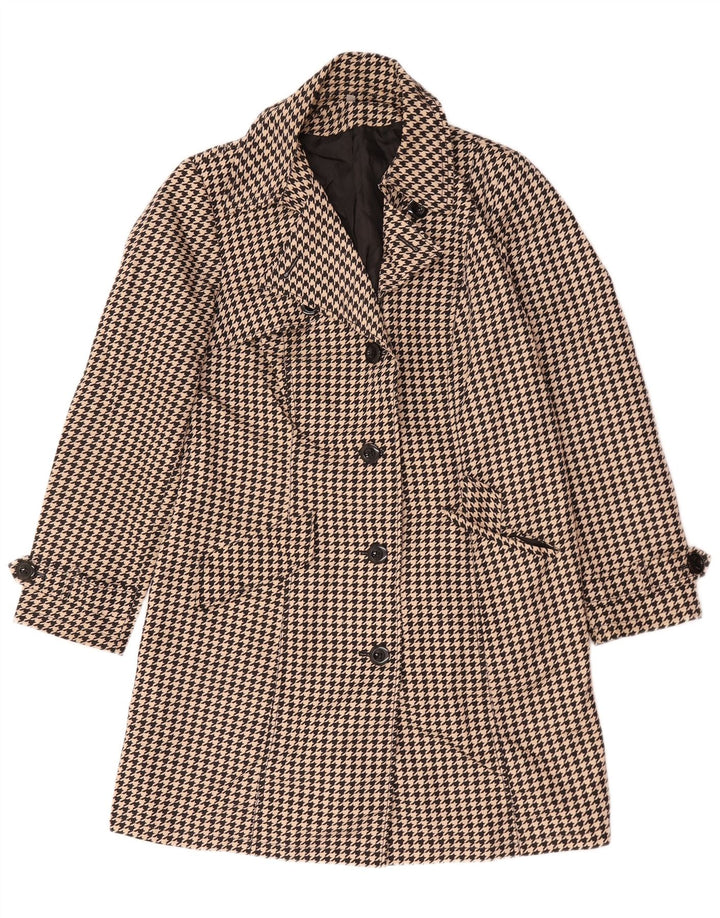 Marks & Spencer Γυναικεία καμπαρντίνα UK 14 Large Beige Houndstooth Polyester