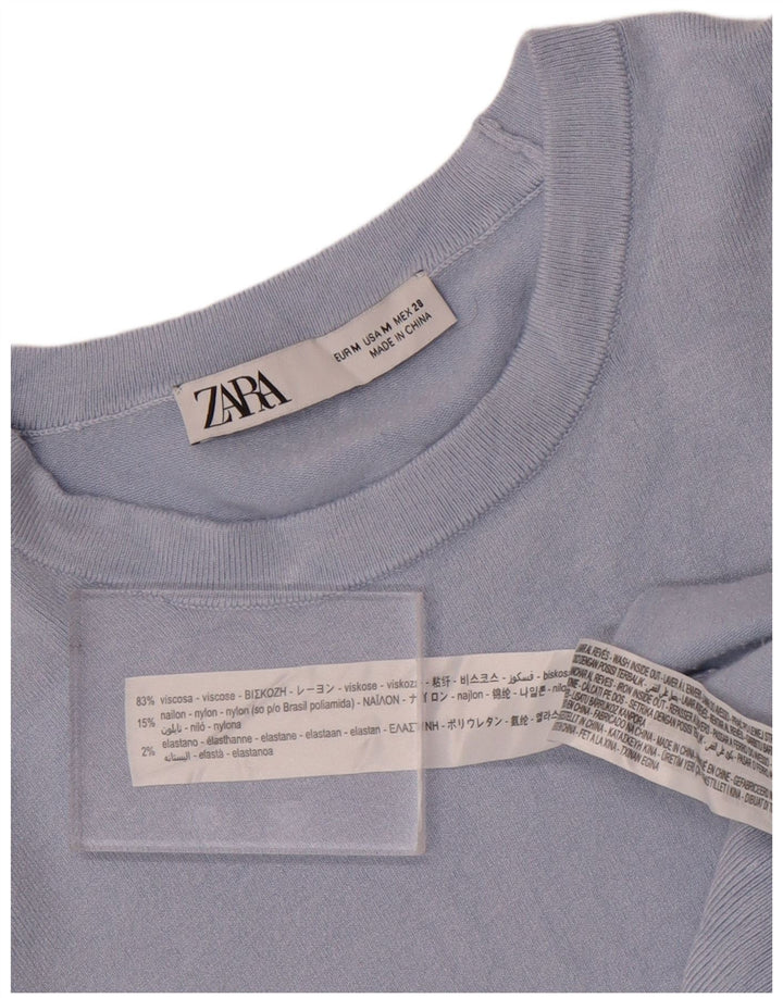 Zara Γυναικείο πουλόβερ με λαιμόκοψη UK 12 μεσαία μπλε βισκόζη