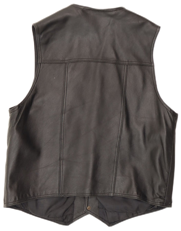 Ανδρικό δερμάτινο γιλέκο Mondi UK 36 Small Black