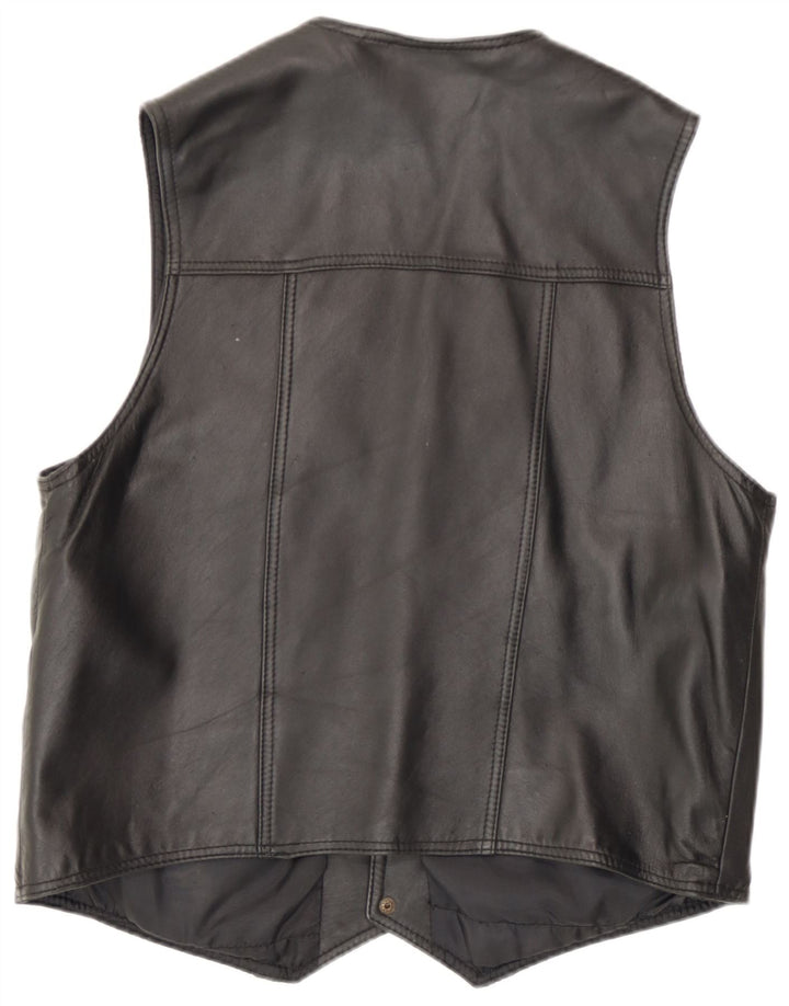 Ανδρικό δερμάτινο γιλέκο Mondi UK 36 Small Black