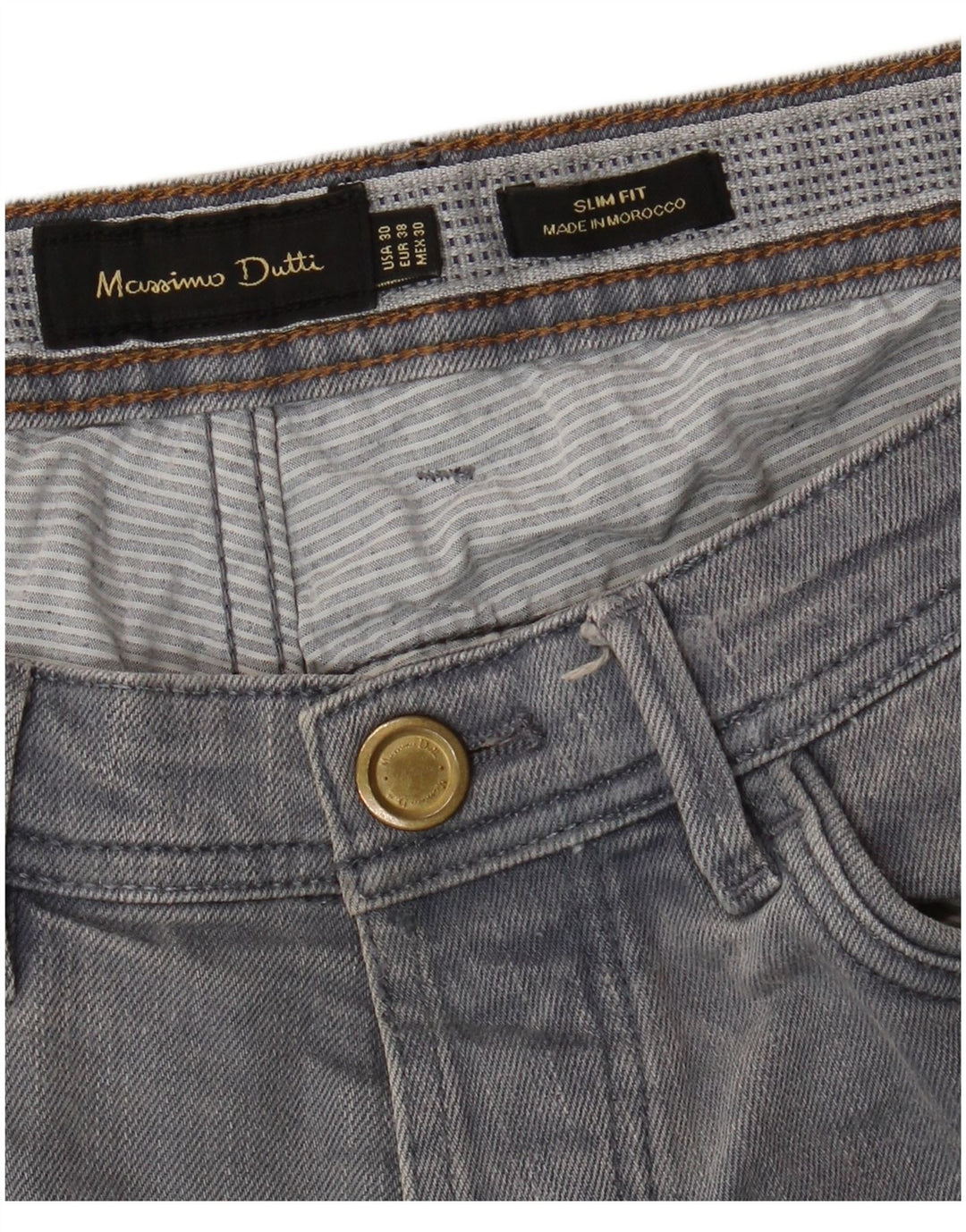MASSIMO DUTTI Ανδρικό Slim Jeans EU 38 Small W30 L31 Grey