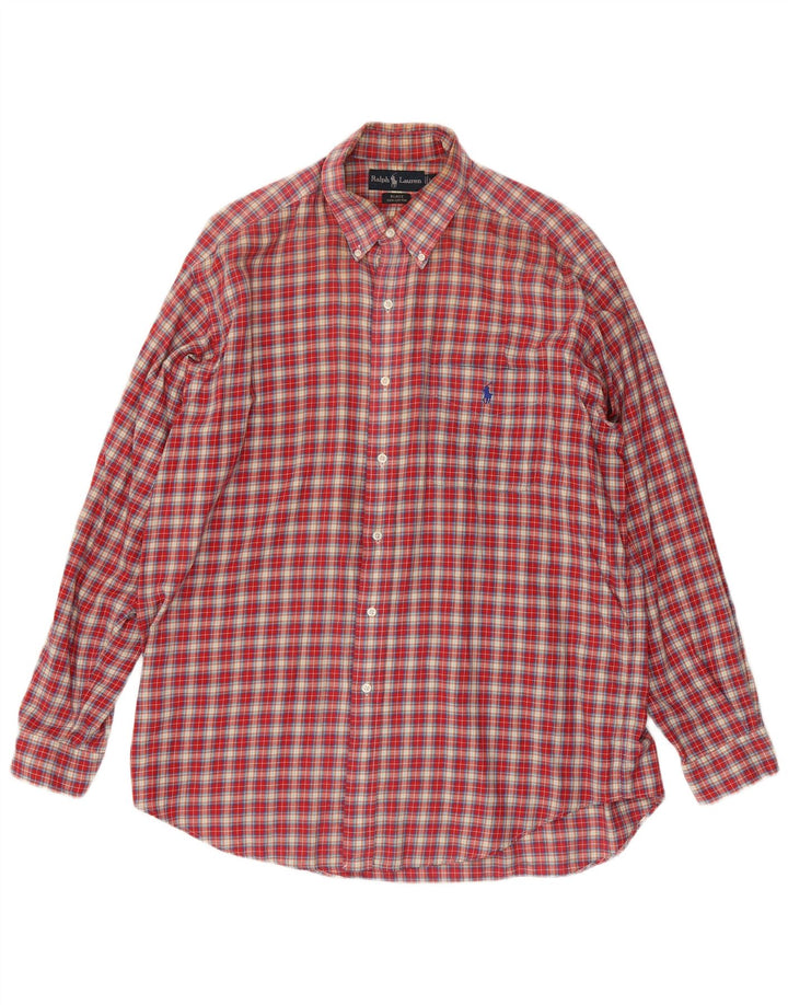RALPH LAUREN Ανδρικό πουκάμισο Blake Loose Fit Flannel μεγάλο κόκκινο βαμβακερό