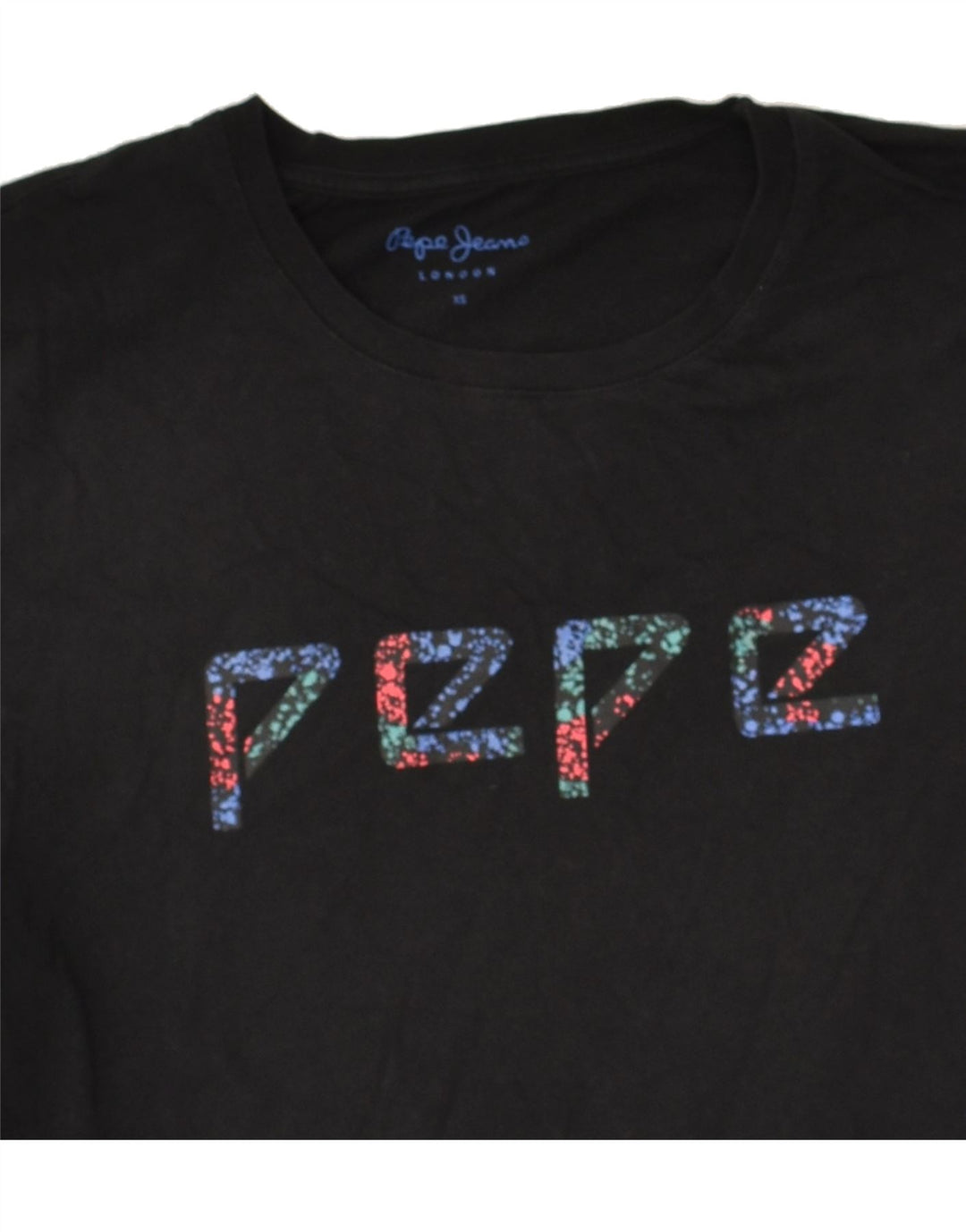 PEPE JEANS Womens Graphic T-Shirt Top UK 6 XS Black | Vintage PEPE Jeans | Thrift | Second-Hand PEPE Jeans | Used Clothing | Messina Hembry 