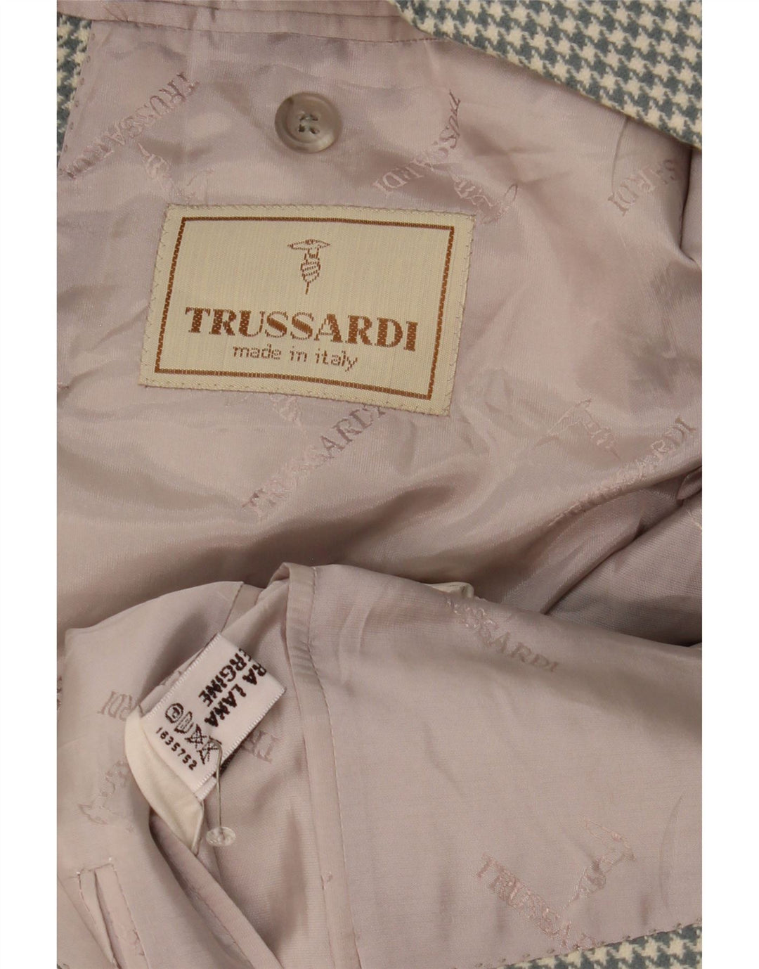 Trussardi Ανδρικό σακάκι σακάκι με 2 κουμπιά UK 40 μεγάλο γκρι μαλλί Houndstooth