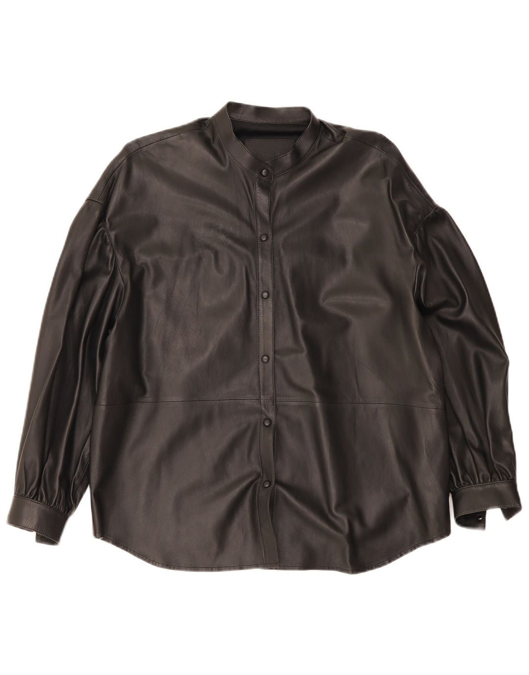 Massimo Dutti Γυναικείο Υπερμεγέθη Δερμάτινο Πουκάμισο UK 6 XS Μαύρο Δερμάτινο